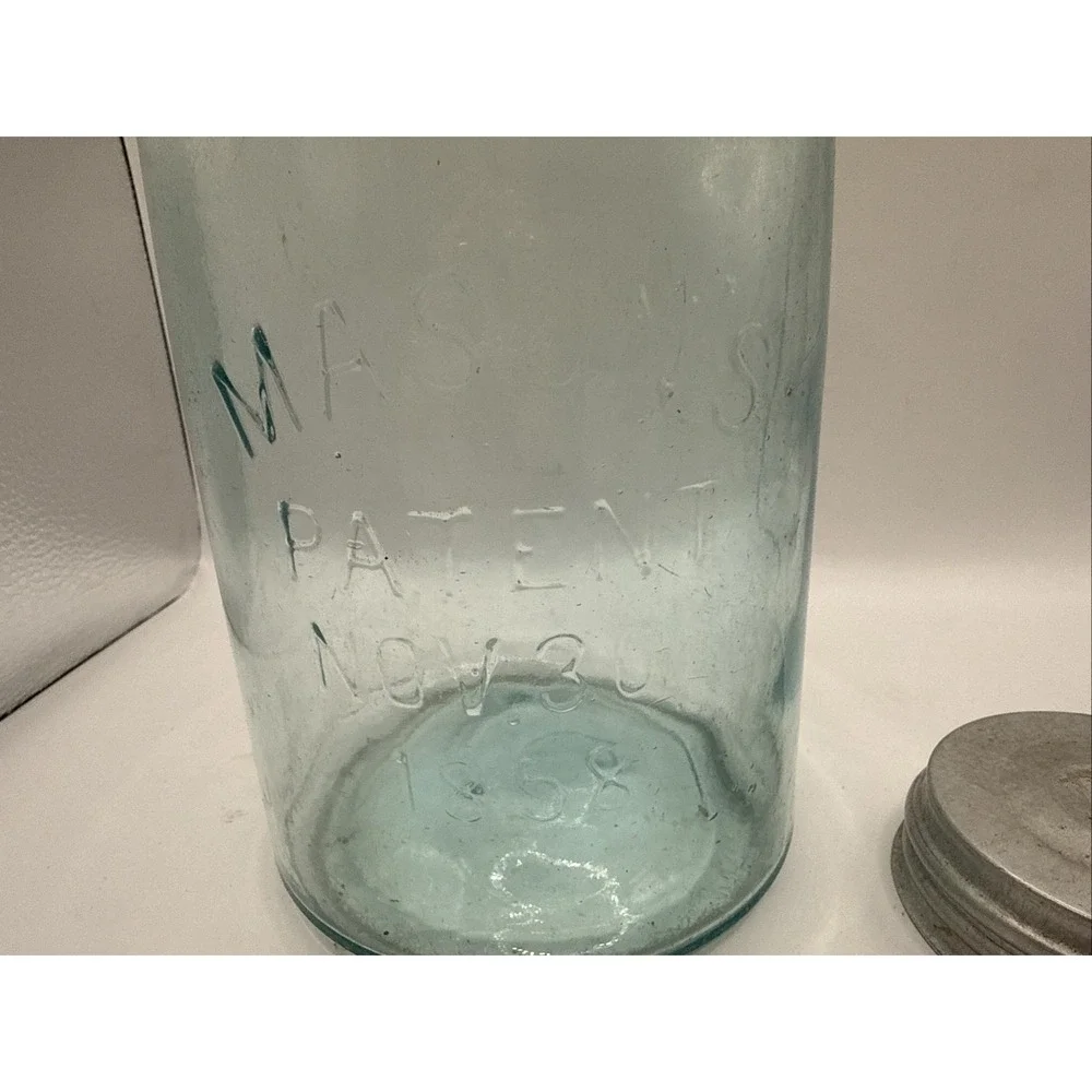 The Ball Jar‎ Masons Patent 1858 Half Gallon Canning Jar w/Zinc Lid. #11